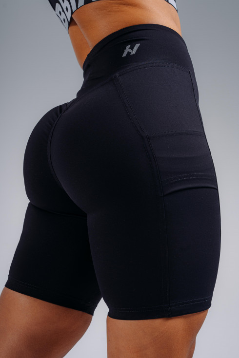 High-Waist Shorts with Pockets PRIMAL 858 (XS, Чёрный)