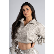 Half-zip Leopard Sweatshirt PRIMAL 866 (M, Кремовый)