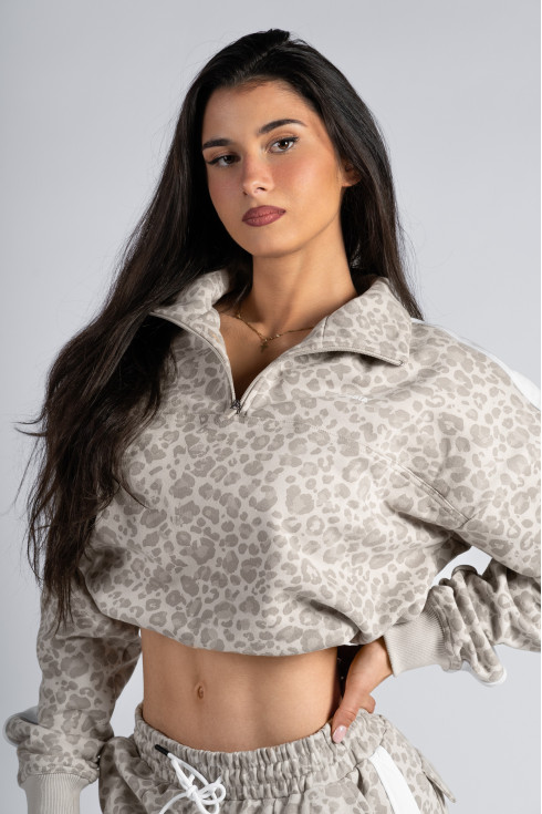 Half-zip Leopard Sweatshirt PRIMAL 866 (M, Кремовый)