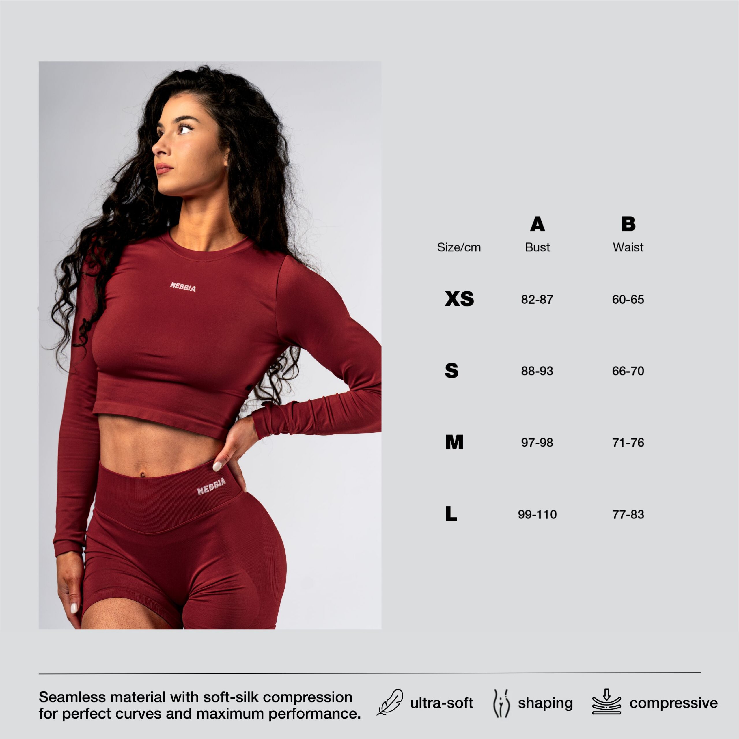 Размерная сетка Ne Deni x NEBBIA Sports Crop Tank 309 (XS, Крем)